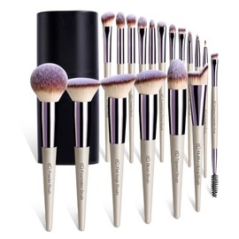 BS-MALL Makeup Brushes Premium Synthetic Foundation Powder Concealers Eye Shadows Silver Black Makeup Brush Sets(18 Pcs)