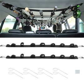 7 Rod Fishing Rod Holder Carrier for Vehicles, Pack of 2 Car Fishing Rod Holder Straps with Metal Buckle, Adjustable 29 to 60 Inch for Trucks, SUVs, Carriages, Van