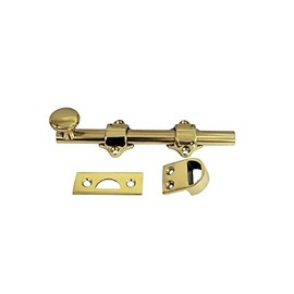 QCAA Solid Brass Dutch Door Bolt, 6", Polished Brass, 1 Pack, Made in Taiwan