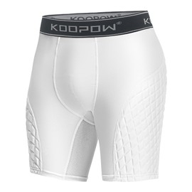 KOOPOW Adult Padded Sliding Shorts Men Slider Shorts Sliding Pads for Baseball, Football, Lacrosse, Hockey,White-S