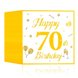 Servietten 70. geburtstag,40 Stück Weiß Gold Geburtstags Servietten für 70. Geburtstag Tischdekoration Papierservietten für Mann Frau Feiern Party Jubiläum Deko