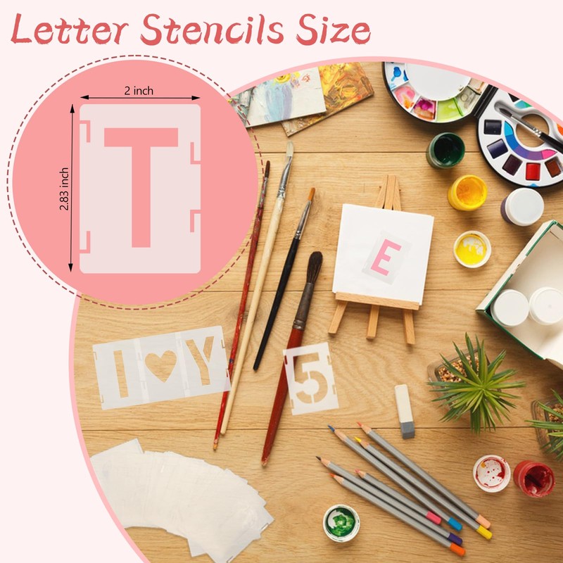 2 Inch Letter Stencils, 42Pcs PET Letter Stencil for DIY