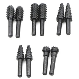 JIUWU 10pcs Black 6.35mm Shank Twist Rotary Burr Drill Bits Wood Carving File Rasp Die Grinder DIY Woodworking Chisel Rotating Embossed Grinding Head Power Tools for DIY Engraving