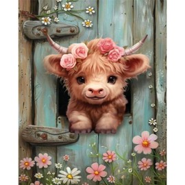 BXXRBX Highland Cow Paint by Number Kit for Kids- Animals Kids Paint by Number, Painting by Numbers for Kids as a Home Wall Decoration Gift 12X16Inch