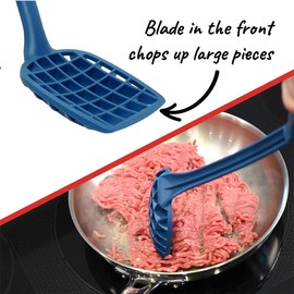 GEO Ground Meat Cooking Tool, meat masher, hamburger chopper with blade to chop and curved bottom to cook ground beef, chicken, and turkey