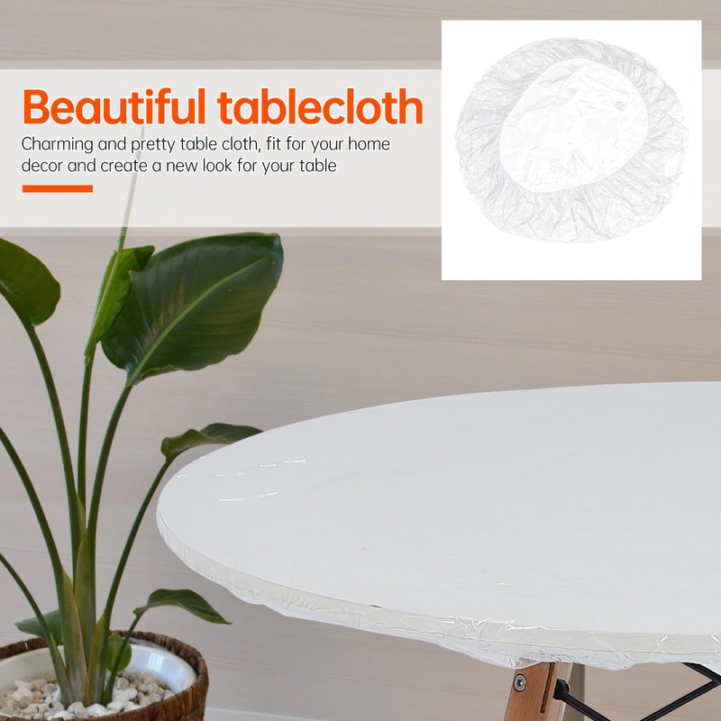 PRETYZOOM Heavy Duty Clear Vinyl Round Fitted Tablecloth 60inch Elastic