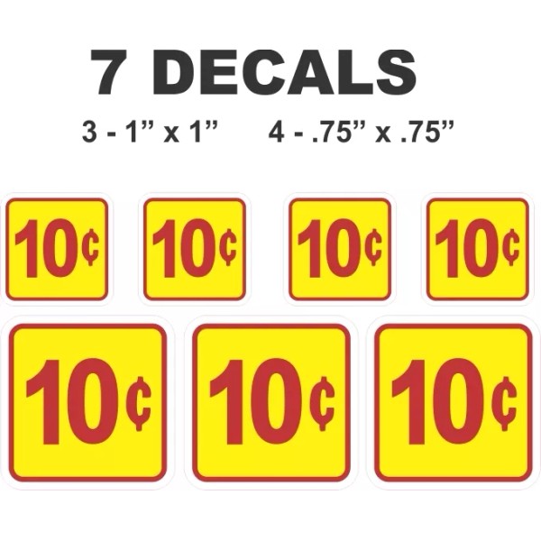 7 Yellow Gumball Square Vending Machine 10 Ten Cent Vinyl
