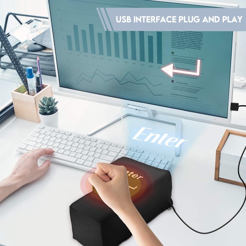 Enter Key Pillow USB Big Enter Key Cushion, Desktop Comfortable
