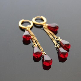 Abgaryan ART Pomegranate seeds earrings dangle earrings om small hoops - Gift box option: Only earrings
