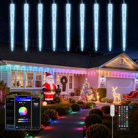 Brightown Smart Icicle Lights for Outside - 31.2ft with 20 Tubes 100 LED Color Changing Icicle Christmas Lights Decoration - APP Controlled RGB Customize Display DIY Dynamic Lighting Effect