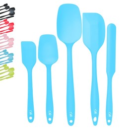 5-Piece Silicone Spatula Set - BPA Free, Heat Resistant up to 448°F - Non-Stick Kitchen Utensils for Baking, Cooking, and Mixing, Dishwasher Safe (Blue)