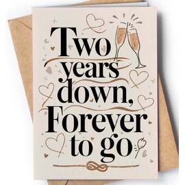Greeting Cards for Everyone 2 Year Anniversary Card for Husband or Wife, Two Year Anniversary Wedding Card, 5x7 inches, Romantic