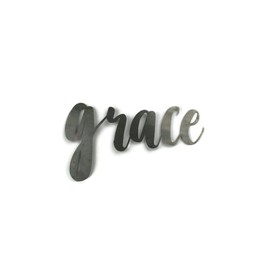 Steel Metal Script Word Art - Various Sizes and Finishes (grace Small 10.25x6", Raw, Unfinished Steel)