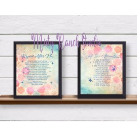 Unbranded Set of 2 "Love Yourself Affirmations" UNFRAMED Wall Art Prints, Mental Health