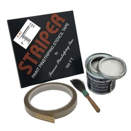Automotive Pinstriping KIT - Stencil/Brush/Paint - Pinstripe Your Car/Truck | Striper F-47 | Results: 1/16 inch Stripe, 3/32 inch Space, 1/32 inch Stripe (Imitation Silver, 160 Foot roll)