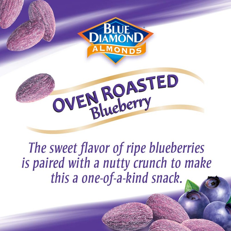 Blue Diamond Almonds, Blueberry Flavored Snack Nuts, Single Serve Bags