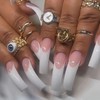 Curved Nail Tips Press on Nails with White French Tip
