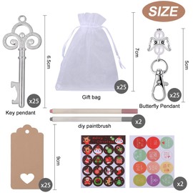 CGBOOM Christening Favours, Pack of 50 Wedding Favours for Guests, 25 Pieces Souvenir Party Favours Wedding Guardian Angel and 25 Pieces Vintage Silver Key Bottle Opener