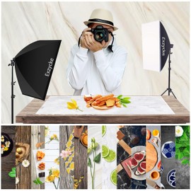 Exzycke 7PCS 14Patterns Photography Background Paper with Stand, 34x23in Double-Sided Photo Tabletop Backdrops Props for Food Jewelry Cosmetics Makeup