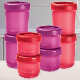 Tupperware Set Contenedores para Snack 8 piezas Morado Rojo