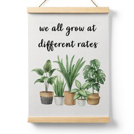 Ryeolo We All Grow At Different Rates Mental Health Wooden Poster Hanger Frame 12.5x17 Inch,Potted Plant Poster Hanger Frame For Home Therapy Office School Counseling,Therapy Office Wall Door Decor