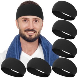 RITOPER Running Headbands for Men, (6 Pack), Non Slip Wide Sports Sweatbands, Buttery Soft Stretchy Workout Headband for Cycling, Football, Basketball, Yoga, Fitness (Unisex)