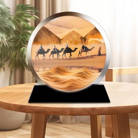 JYBBGO Double Side Sand Art, 3D Sand Art Liquid Motion Round Glass 3D Deep Sea Landscape, Sand Drawing Machine 3D Color Quicksand Decor Home Office Gifts for Adults Kids