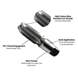 Century Drill & Tool 95202 Carbon Steel Pipe Thread Tap, 1/4-18NPT