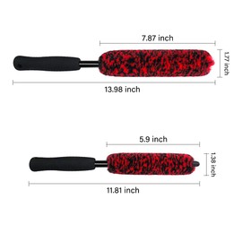Car Wheel Brushes Set of 2 Car Rim Cleaning Brushes with Non-Slip Handle,Superfine Fiber Rim Brushes Synthetic Wool Soft Dense Fibers Clean Wheels Brush Bendable