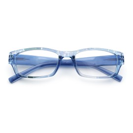 Fancy Narrow Rectangle Spring Hinge Light Weight Plastic Reading Glasses Blue +1.0
