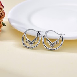 Boho Earrings Silver 925 Women's Earrings Stud Earrings Vintage Jewellery Abalone Shell Hanging Earrings for Women, Sterling Silver