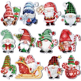 Fiada 12 Pieces Christmas Refrigerator Magnets Christmas Gnome Magnets Winter Holiday Magnets for Locker Fridge Home School Decor