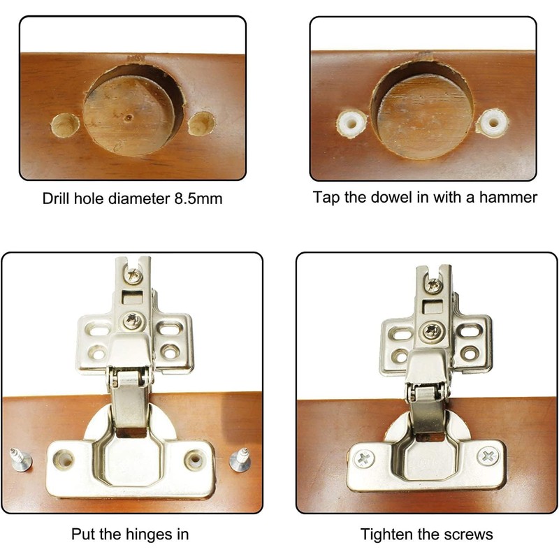 100 Pcs Silver Plastic Hinge Dowel Inserts Kit Toothed Machine