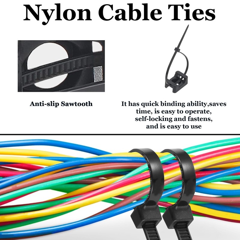 Pack of 600 Screw-On Cable Ties Holder, Cable Fastening, Cable