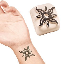 LaDot Tattoo for Children and Adults, Temporary Skin-friendly Fake Tattoos, Tattoo Stamps without Needles for Body and Arm, Waterproof, Ceramic Stamp, Wavy Sun