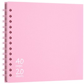 Vienrose DIY Scrapbook Album 7x7 Inch Hardcover Kraft Paper Scrap Book Photo Albums with 40 Blank Pages for Wedding Baby Shower, Pink