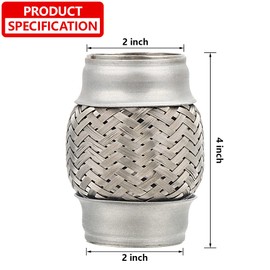 Autarboor Exhaust Flex Pipe, 2''x 4''Stainless Steel Heavy Duty Exhaust Flex Pipe, Double Braid Exhaust Flex Tube