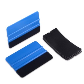 Winjun 2 Pack Blue Professional Felt Edge Squeegee Plastic scraper with 5 pcs Fabric Felts for Car Tint Film Vinyl Wraps Tool Wallpaper Tool
