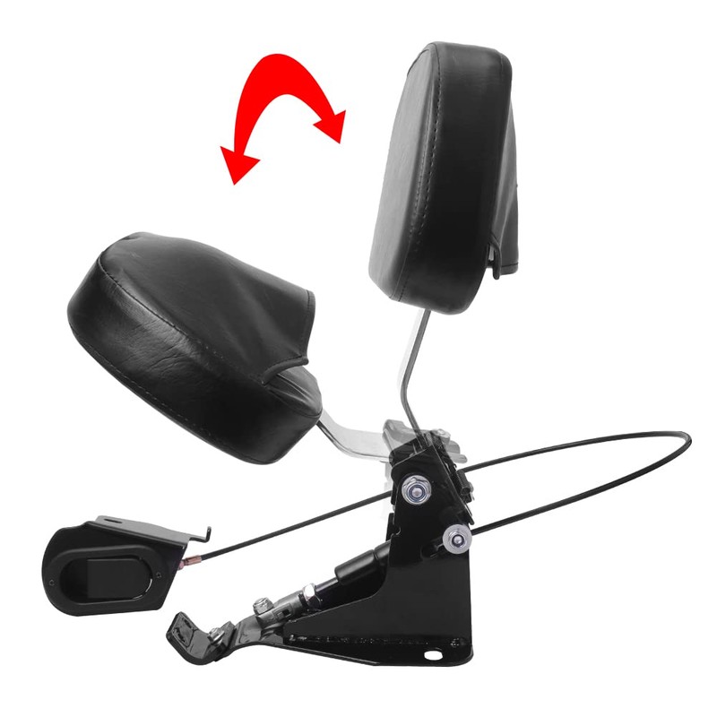 H RUO Adjustable Driver Backrest with Pad Compatible with Harley