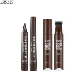 RIRE Fork Eyebrow Tint + Quick Hair Tint Brush Set 2items, Brow Tint#$%Hair Tint:Gray Black-Natural Black