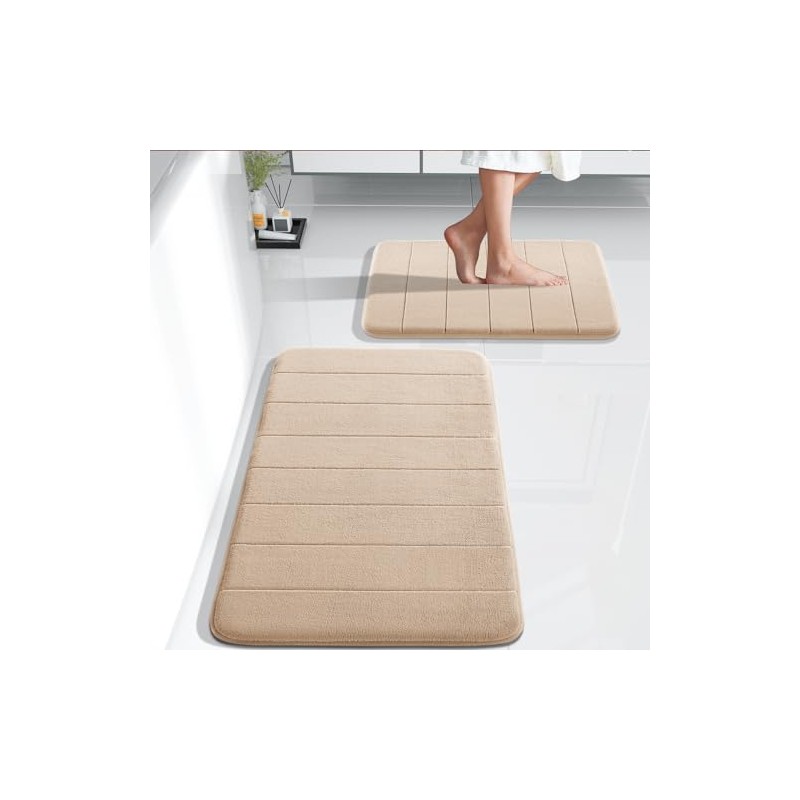 Yimobra Yimobra Memory Foam Bath Mat Set, 2 Piece, Cream