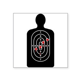 CafePress Human Shape Target with Bullet Holes Sticker Square Bumper Sticker Car Decal