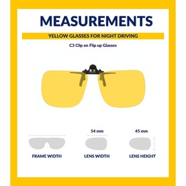 vs eyewear Clip On Night Driving Glasses Yellow C3 Baby Rectangular Clip On Flip Up Glasses