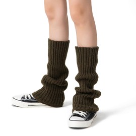 Soxbang Leg Warmers for Women 30% Wool Blend Speckled Knit, Cozy Ribbed Winter Leg Sleeves for Boots, Dance, Casual, Cold Weather ArmyGreen
