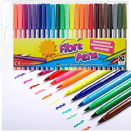48 Fine Tip Fiber Coloring Pens For Kids Adults Draw Write Create Use at Home School Class Art Lesson Safe Non-Toxic