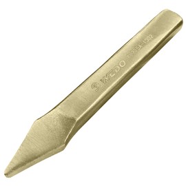 WEDO Precision flat chisel, spark-free chisel, size 4 x 7 mm, length 200 mm, aluminium bronze, tile chisel for cutting, mortising and removal, DIN 133, BAM/FM certificate