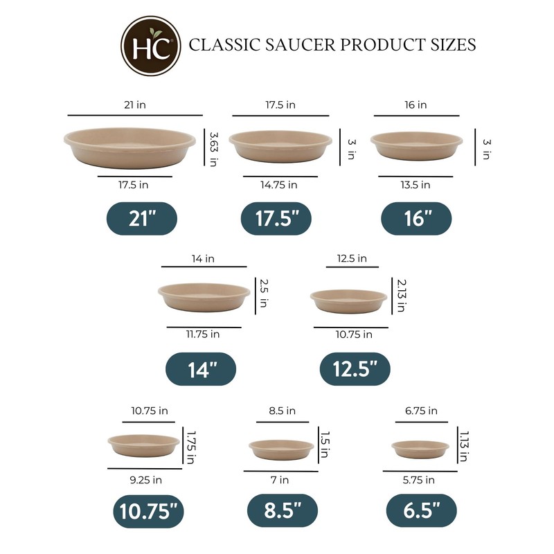 The HC Companies SLI10000A34T032LREFU Classic Round Plastic Plant Saucer, 10"