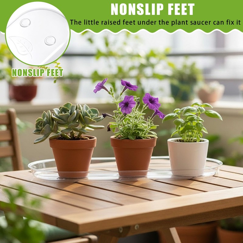 Juexica 4 Pcs 17.7 x 6.1 Inch Plant Tray Plastic