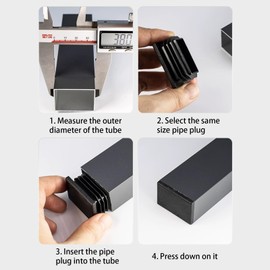 20PCS Rectangular Plastic End Caps 40mm x 60mm Black Anti-Slip Tube Plugs Rectangle Insert Plugs Pipe Cover for Tables Chairs Desks Beds