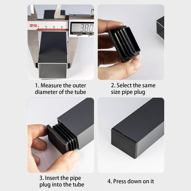 20PCS Rectangular Plastic End Caps 40mm x 60mm Black Anti-Slip